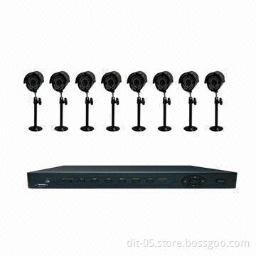 8-channel H.264 CIF/D1 Network DVR (P2P), 8 Indoor/Outdoor Cameras with 420TVL Resolution